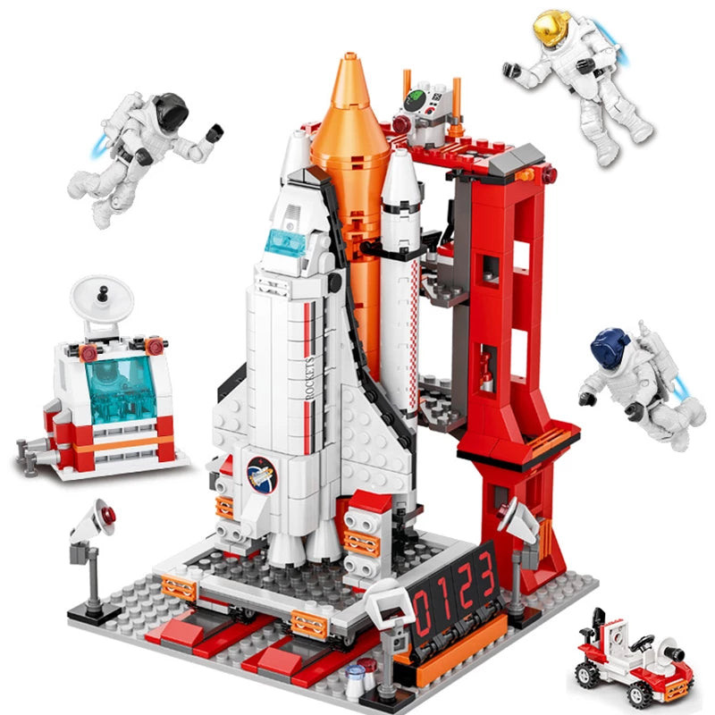 Bloco De Montar Astronauta Foguete Espaço Nasa MAGIA TOY 299.29 Magia Toy